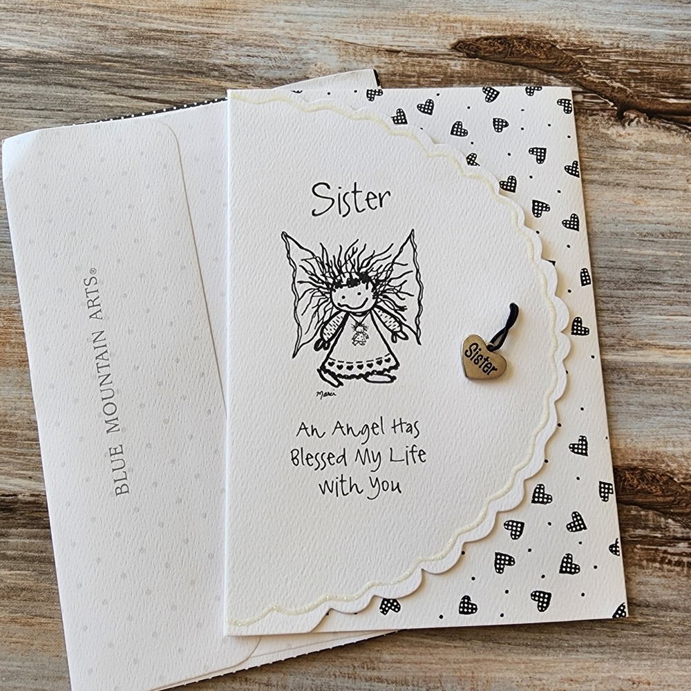 Blue Mountain Arts Sister Greeting Card Marci Angel Heart Charm Blessing Message